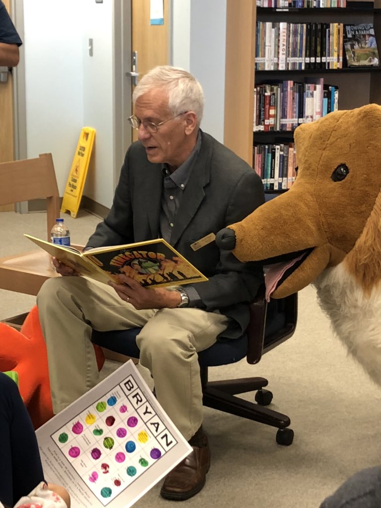 BISD_Libraries's tweet photo. How fun to hear BryanISD School Board Member read about his dad and Papa in the #TallTale #Firegator by Debbie Leland! Next up: #FritoAndKaty at 12:45. #BISDShowcase #LibrariesAreEssential #SeeYouInTheLibrary @FritoOnCandy @katyoncandy https://t.co/lI6rUZERvD