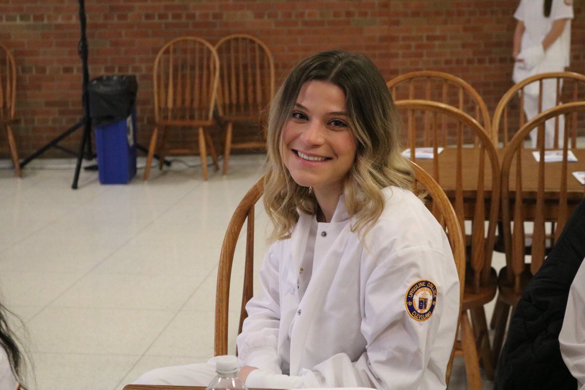 UCArrowsSoccer's tweet photo. Congratulations to sophomore @odessastrizzi and all the other nursing students who recived their white coats and blessing of hands yesterday! Good luck with the start of clinicals! #ArrowsInAction #UrsulineCollege #BreenSchoolOfNursing #TraditionStartsHere https://t.co/y7lOH7PSw3