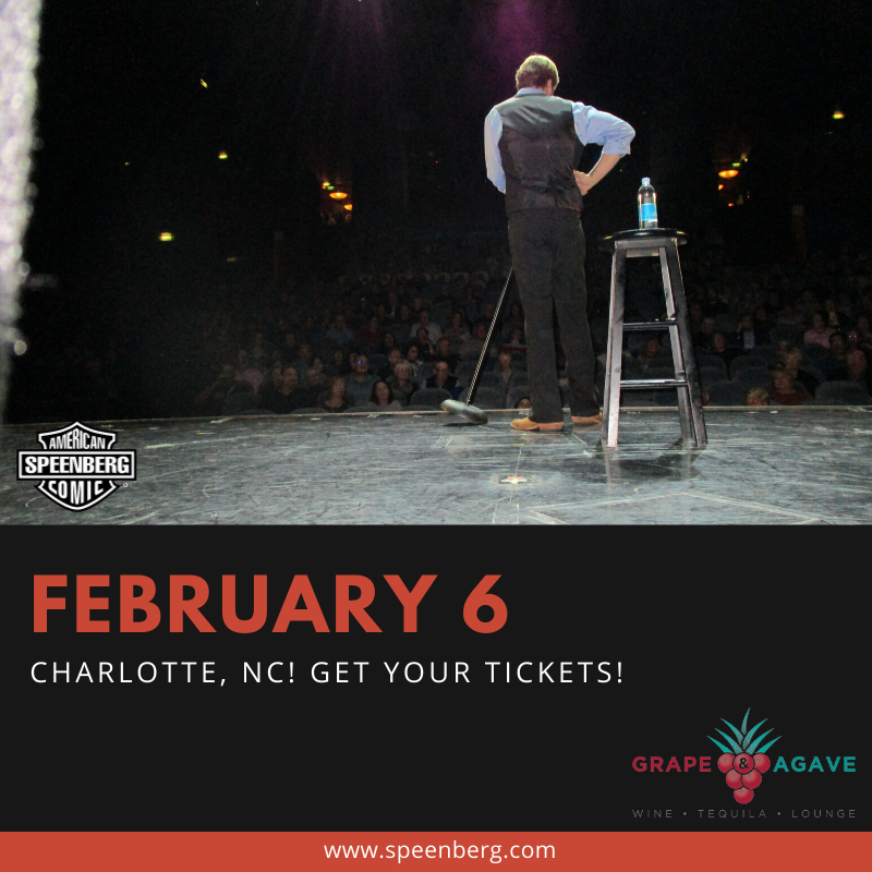 Speenberg's tweet photo. Can’t wait to see you Charlotte! @Grapeandagave  Get your tickets at the door. #Speenberg  #TheBigWheelBrigade #funny #Grapeandagave #followme #standupcomedy #charlottecomedy #laughswithspeenberg #MikeSpeenberg #standup #charlotte #charlottenorthcarolina #northcarolinacomedy https://t.co/h88Edmr0qH