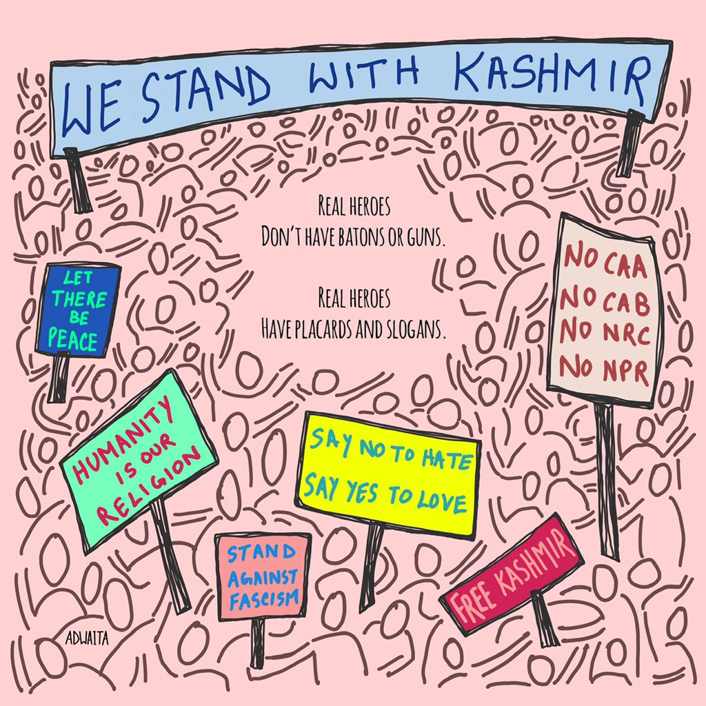 adwaita_one's tweet photo. Stop fascism. End fascism. Defeat fascism. Stand against fascism. Bring down the BJP government. How long before the world stops the nazis this time?Free India! #FreeKashmir #impeachmodi Google the protest in #india spread the word of freedom! #art #WritingCommunity #authorlife https://t.co/5t2GiDB49s