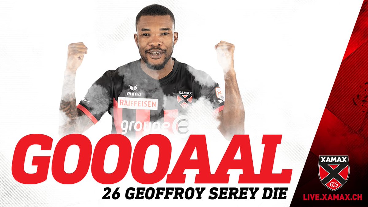 XamaxFCS's tweet photo. 41' Et gooooooaaaaaaaal ! Serery Dié signe son retour en transformant un pénalty obtenu par Karlen. Xamax revient dans le match ! #LUGXAM 1-1* https://t.co/nAgCqzo1w5