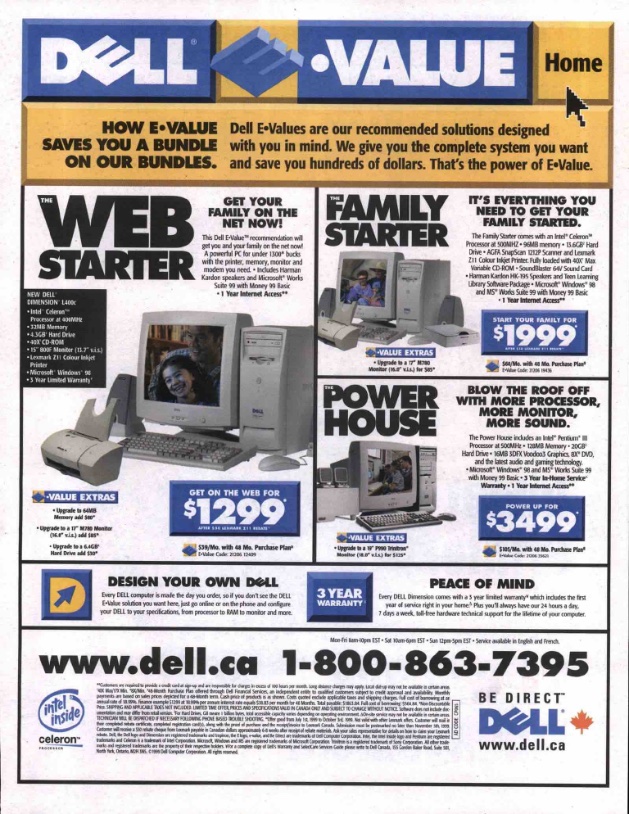 A Dell newspaper ad from 1999