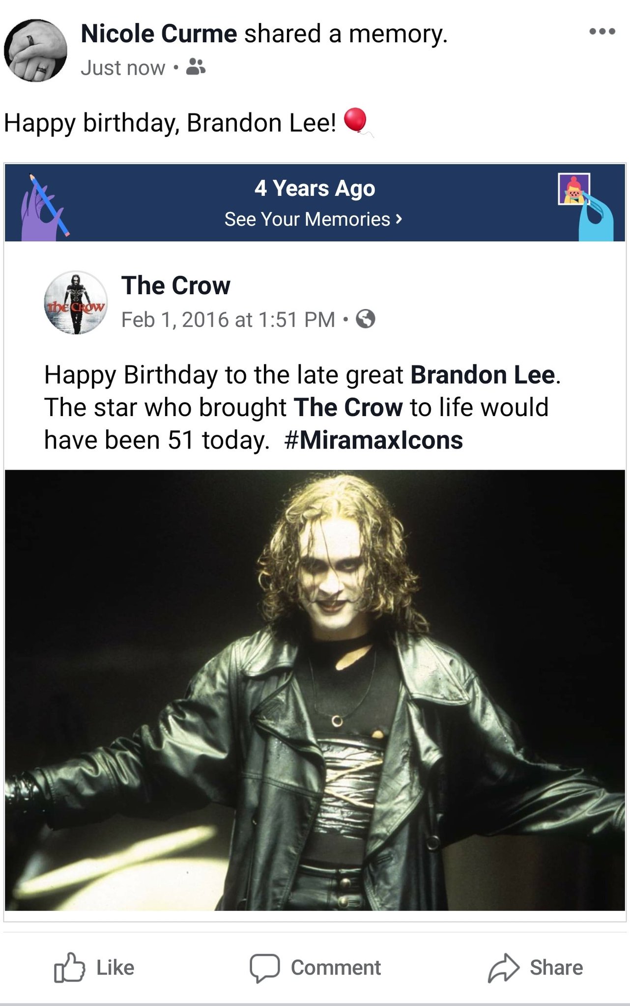 Happy birthday to the late, Brandon Lee. 