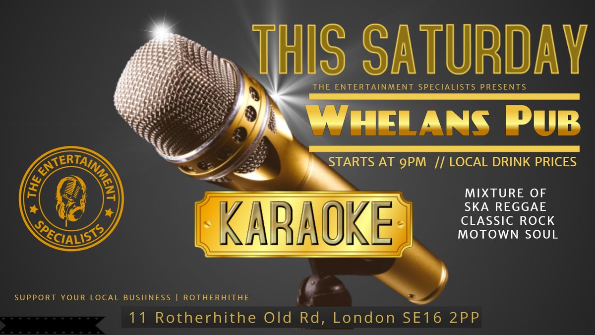 enthello's tweet image. Join DJ JD tonight at Whelans in #Rotherhithe tonight.
#karaoke #london #student #party #peckham #singer #singers #poolclub #surrayquays #karaokeseven #canavanspeckham #karaokenight