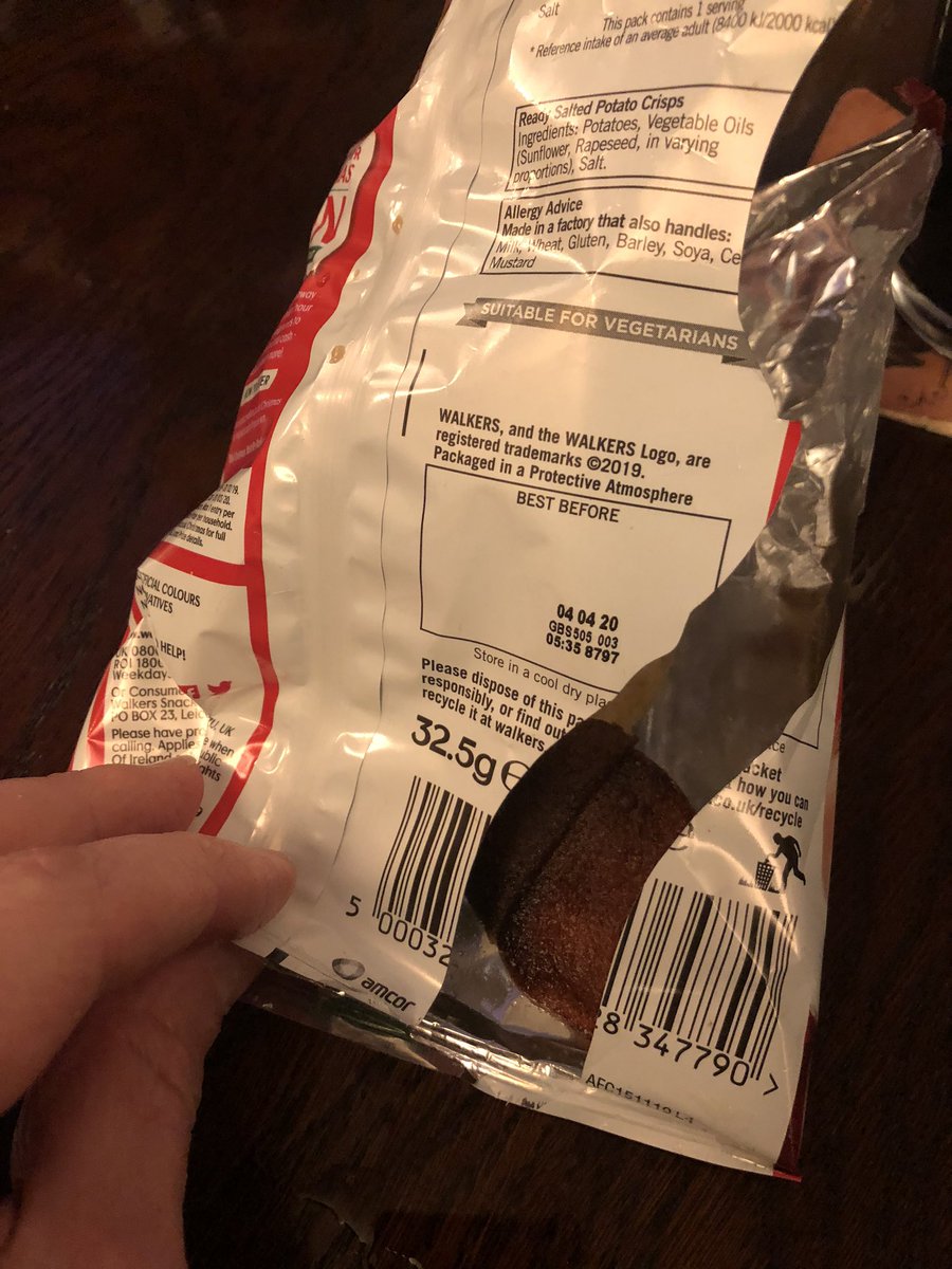 Mr_Hat_'s tweet photo. @walkers_crisps this is the most disappointing bag of plain crisps, didn’t order BBQ https://t.co/fzyM5Ix5EU