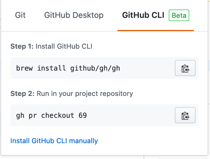 screenshot of github cli instructions.
