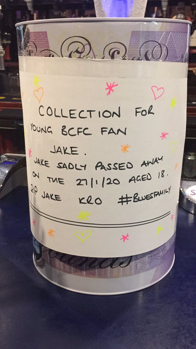 BordesleyLabour's tweet photo. Today every Birmingham City fan that entered our premises has kindly not walked passed the collection for our fellow family member Jake ๐
We are asking @AccessiBlues can we run this for Jake & his family through the month of February if thatโs Ok?
#BluesFamily #TheBordesleyWay https://t.co/jOqPVFGdDp
