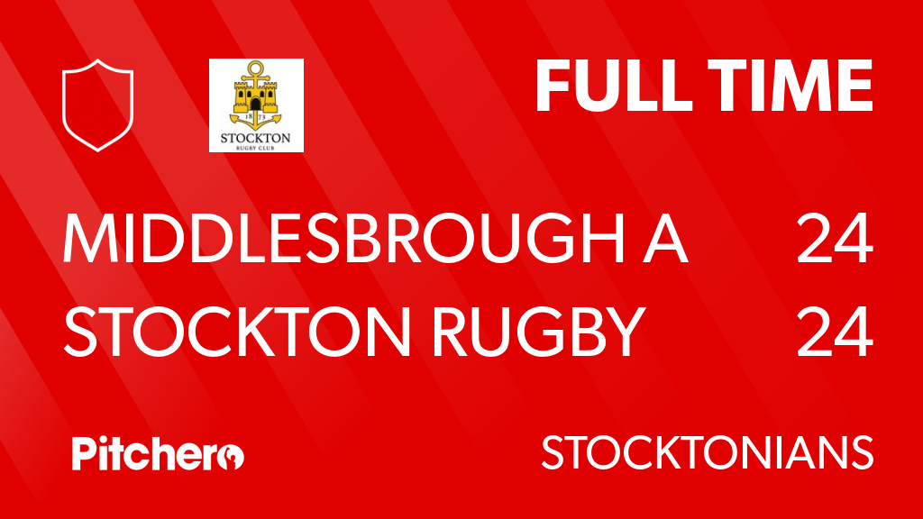 stocktonrugby's tweet photo. FULL TIME: Middlesbrough A 24 - 24 Stockton Rugby Club
#MIDSTO #Pitchero
https://t.co/8a2hR9jM2Q https://t.co/FRY6igro51