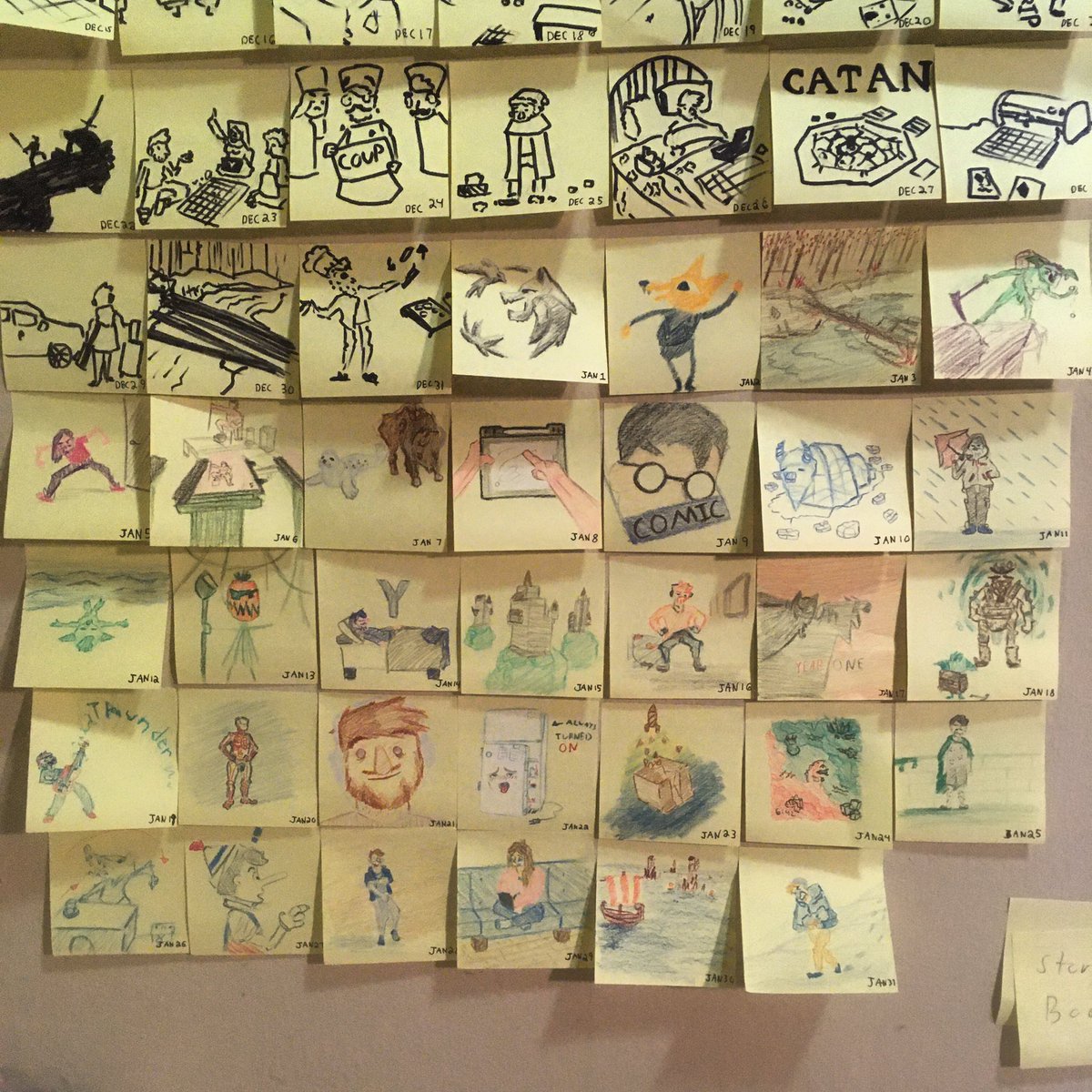 ninjaguy00's tweet photo. January Sticky-note Calendar https://t.co/d6zQ0QUAv0