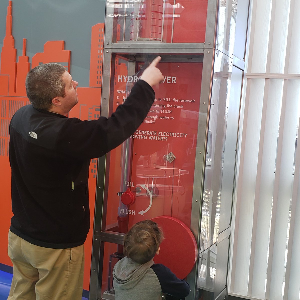 anessag6's tweet photo. Bryant is explaining Hydro Power to William at @ScienceCityKC @bryantd23. #sciencecitykc #kansascity https://t.co/uBC6CWLUfk