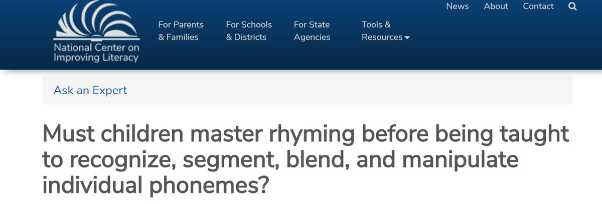 liv2learn's tweet photo. @ReadingLeaguePA 4/Today to prep for @ReadingLeaguePA 's live FB chat, What the PH? on 2/5 7-8 PM EST we shared an expert answer to the ?, Must children master rhyming before being taught to recognize, segment, blend, &amp; manipulate individ. phonemes? Read Dr. Moats' answer: https://t.co/1XDQ9GoP2b https://t.co/k9WOuZIbkJ