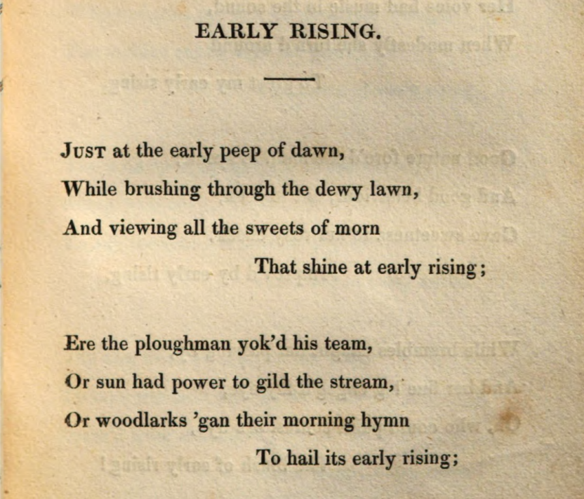 JohnClareSoc's tweet photo. More tales of rural wooing in today's #PoemsDescriptive2020, Clare's (quite cheeky) poem 'Early Rising'... https://t.co/zSB7SVsKek