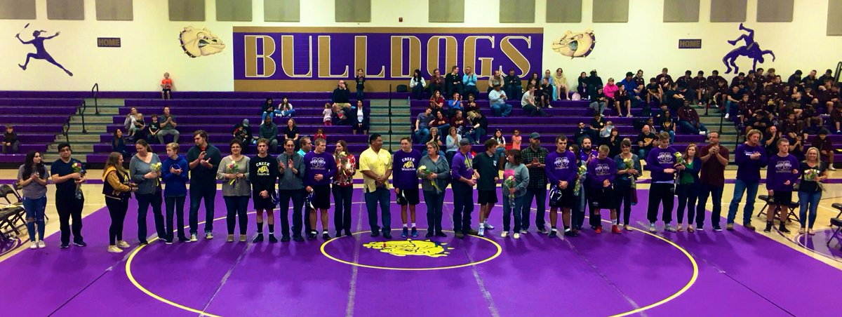 QC_Wrestling's tweet photo. Senior Night: Bulldogs defeat Mountain Pointe and celebrate with a little pizza afterwards. Special thanks to all our parents for their support! https://t.co/CoSLJMJPw4