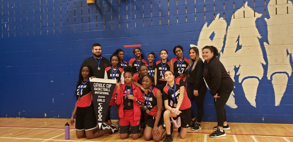Ms_Marcoccia's tweet photo. I am so proud of our @STcdsb Intermediate girls for winning second place at the Catholic Cup this weekend! 🏅❤️ #hawks #stjudesbasketball @musically_msd @vmangano23 @TCDSB https://t.co/2YBBePvEvC