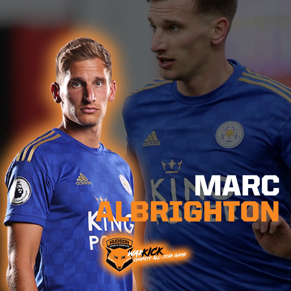 hudsonsportscom's tweet photo. ⭐️ MARC ALBRIGHTON ⭐️
Marc is known for his incredible crosses (highlight video) and was a vital player in Leicester City’s 2016 Premier League title win assisting 7 goals and scoring 2.
#AllStarGame #WarKick #Soccer #Charity https://t.co/QRKiYfvzYr