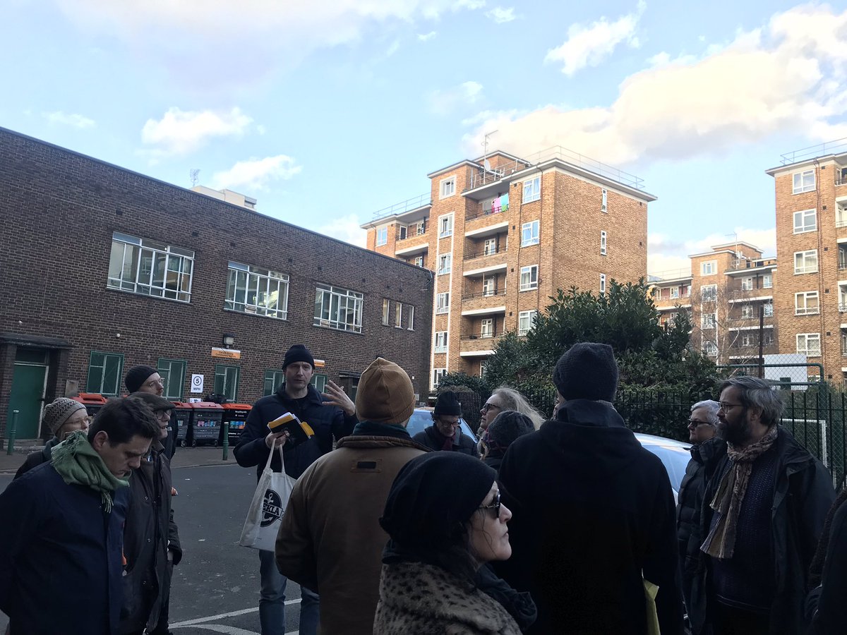 _rebecca_moss's tweet photo. Fascinating tour of Shoreditch and Hoxton modernist estates - the Wenlock Barn Estate, the Cranston Estate, the St John's Estate and the Arden Estate (same architect as Basildon, Leonard Manasseh) introduced and led
by Thaddeus Zupančič https://t.co/mp0RBnPqQv