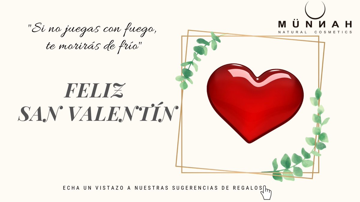 munnahnatural's tweet photo. Llegó febrero, el mes del amor ❤️, y @munnahnatural te trae novedades.
.
Échale un vistazo a nuestra web y encontrarás las mejores sugerencias para que aciertes en #sanvalentin 💚💚.
#munnahnatural 
Alta cosmética natural ... https://t.co/JYH7XaDlds…RT https://t.co/B8MQ7aMW5F