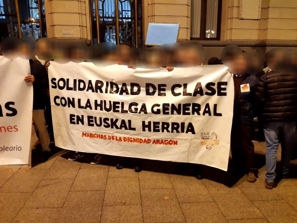Zaragoza. 30E, videos y fotos. Solidaridad de clase con la Huelga General en Euskal Herria …chasporladignidadaragon.wordpress.com/2020/02/01/zar…