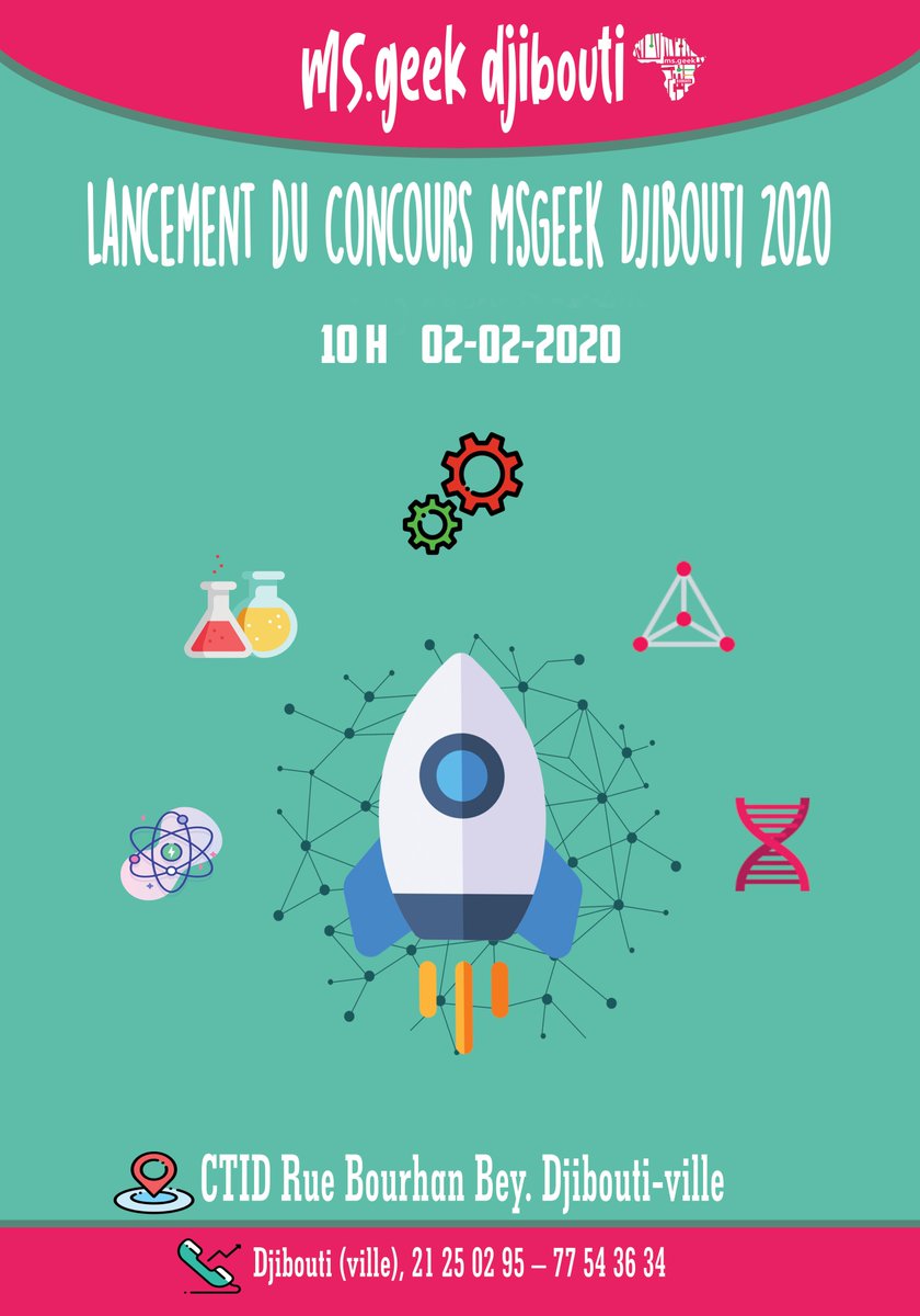 GirlsinICTDjib's tweet photo. ⚠️MISS GEEK DJIBOUTI 2️⃣0️⃣2️⃣0️⃣ ⏱Tic Tac⏱⚠️
✅Rendez vous ⌛️ pour lancer le plus grand concours de l'année sur les TICS👩💼 pour les jeunes filles à 🇩🇯!!!
#Djibouti
#MsGeek2020
#MsGeekDJ2020
#MissGeekAfrica2020
#GirlinICT
#CTID
@DjiboutiTechHub https://t.co/qZsCSNvbHp