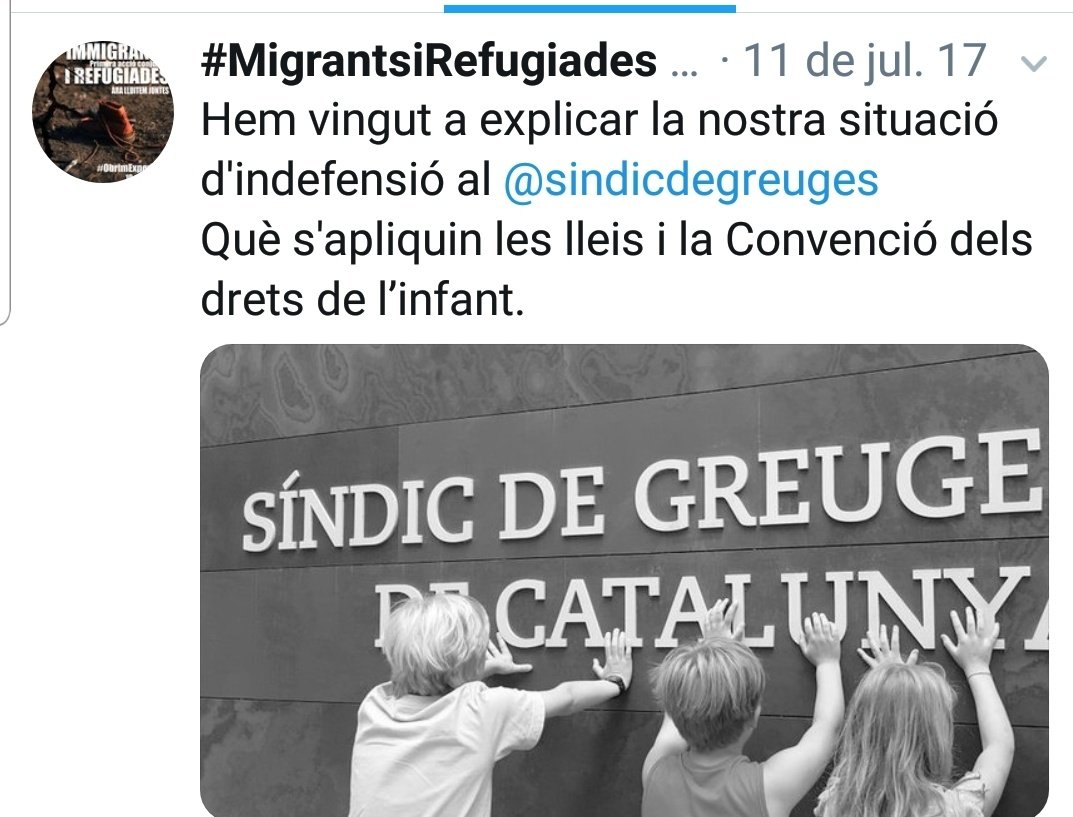 Quasi 3 anys separen els dos tuits i la situació continua igual de precària 

Què s'apliquin les lleis i la Convenció dels drets dels infants!

#ddhh #migrants #refugi