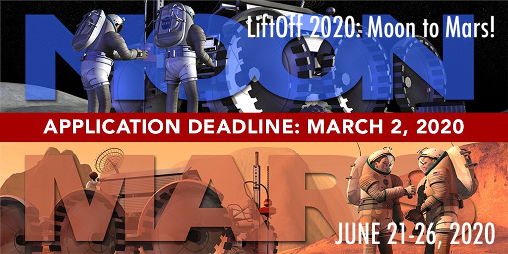 TexasSpaceGrant's tweet photo. Pls share &amp; RT! 5-12 Educators: Want to attend a week-long professional development at #NASA with all expenses paid? Apply for #NASALiftOff Summer Institute on June 21-26, 2020! App Deadline: March 2, 2020. Learn more &amp; apply at: https://t.co/2zLAuV7y7P https://t.co/uak8so6bMK