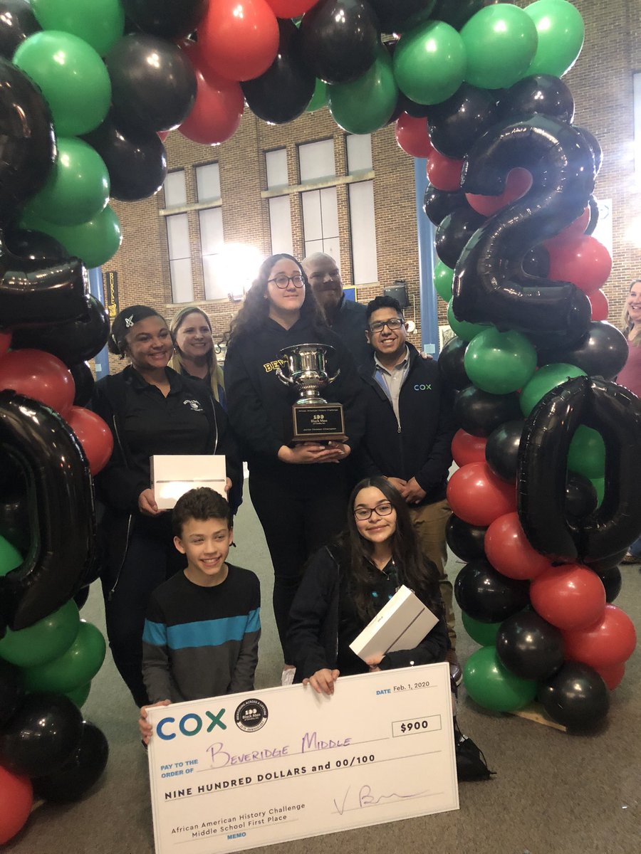 ops_mccauley's tweet photo. Thank you to Cox Communications for supporting the African American History Challenge.  The team earned a check for 1st place and team members were awarded iPads! @OPS_Beveridge @CoxCommunicatio https://t.co/bJuRyjCWfa