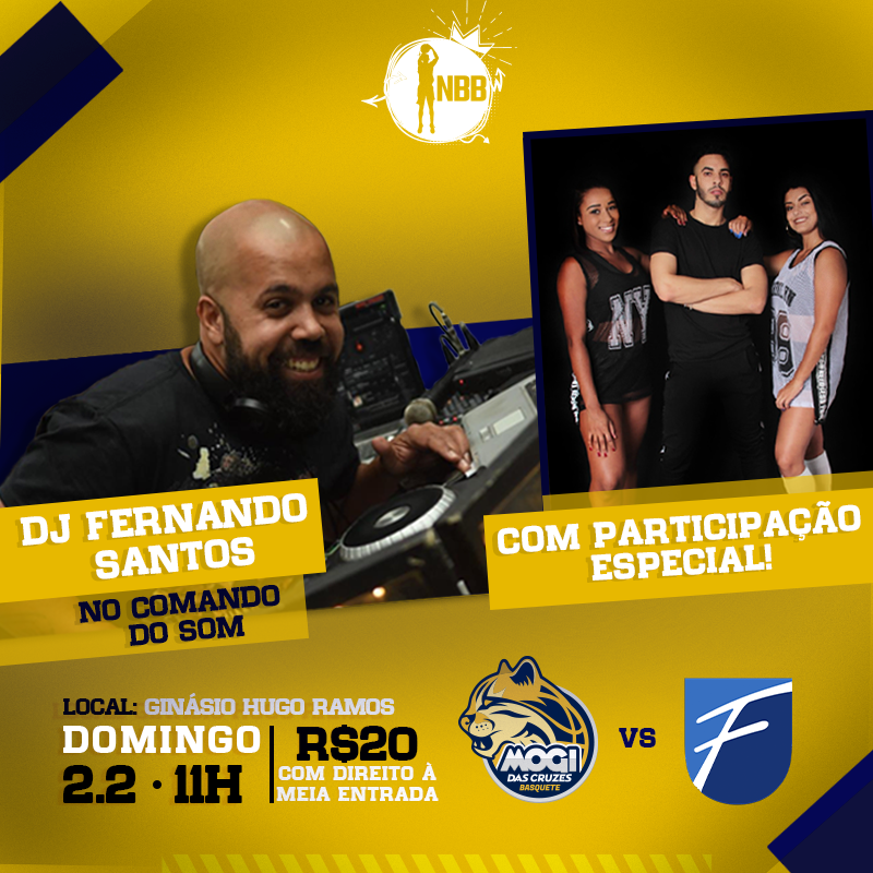 mogibasquete's tweet photo. O som no Hugão neste domingo de manhã será por conta do DJ Fernando Santos!! 🎧
 Além dele teremos a apresentação no nosso #IntervaloShow dos dançarinos: Bruna de Souza Caetano, Ingrid Vancini e Nicolas André Pereira https://t.co/JyA2RCNR5P