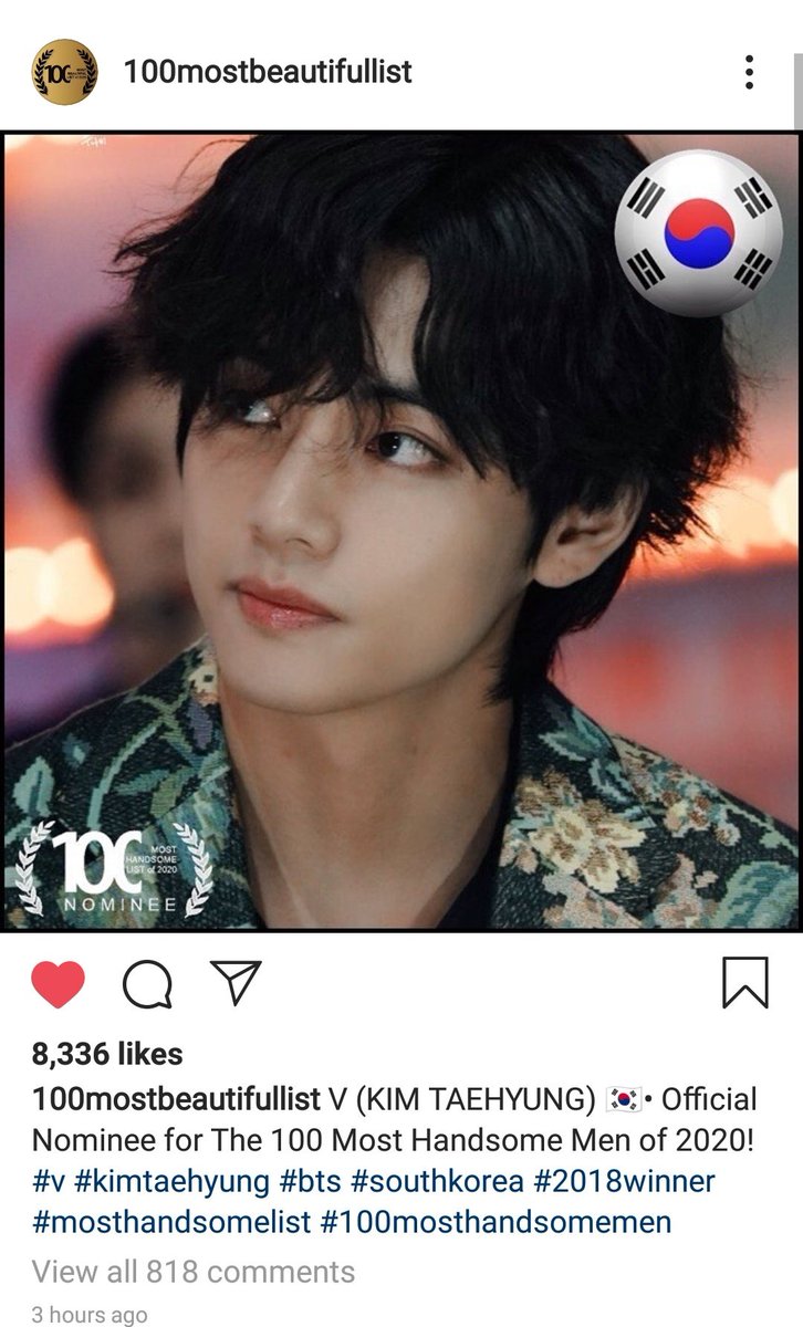 Kth Votingteam 100 Most Handsome List Of Kim Taehyung Is Now An Official Nominee For 100 Most Handsome Men Of Like And Comment Under His Ig Picture T Co Vkk9v7yg4s
