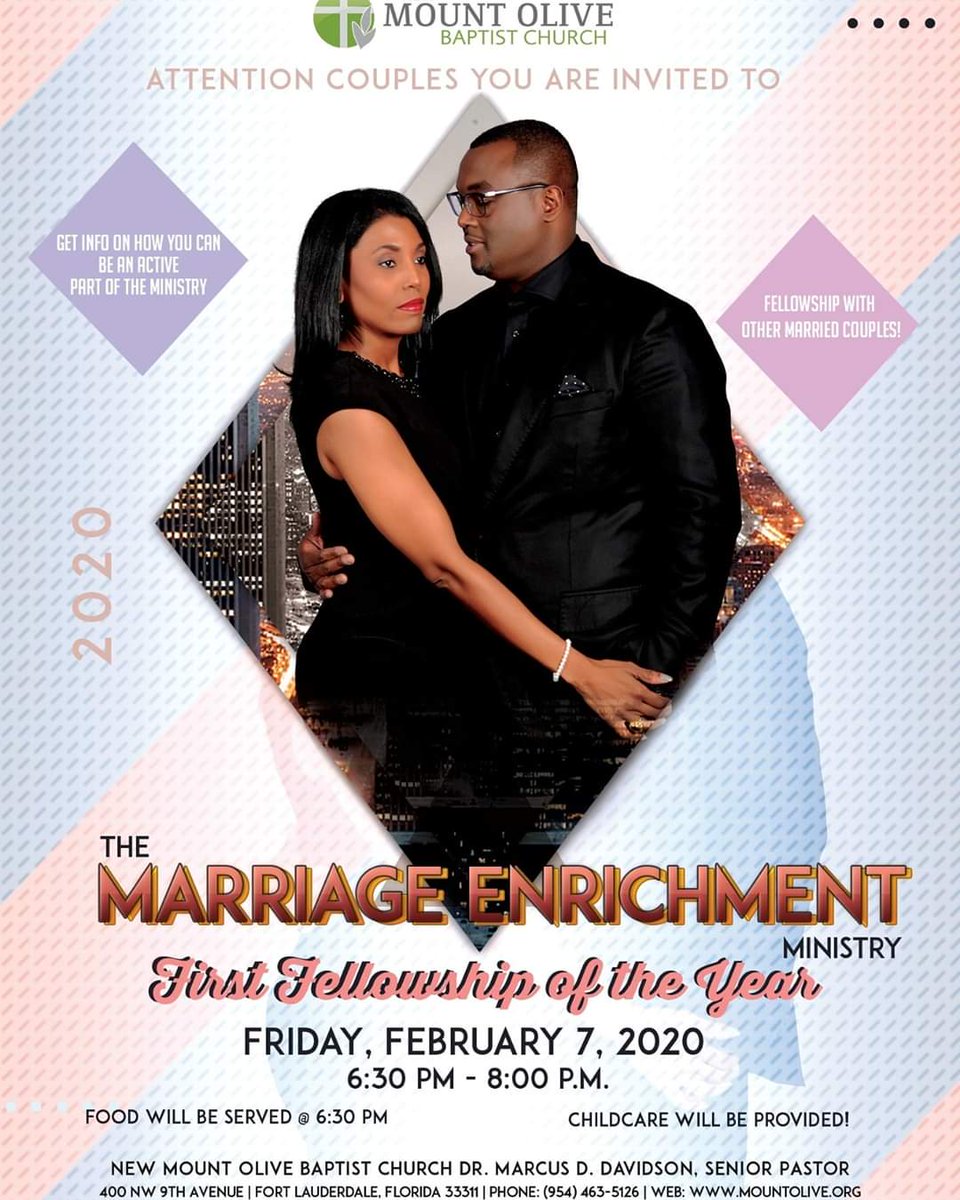 newmtolive's tweet photo. Join First Lady Yvokia Davidson and Pastor Marcus Davidson @marcusddavidson on February 7th at 6:30pm for the first Marriagement Enrichment Event of the Year. Dinner will be served and child care will be provided. #NMOBC #blacklove https://t.co/420ZYooEhN