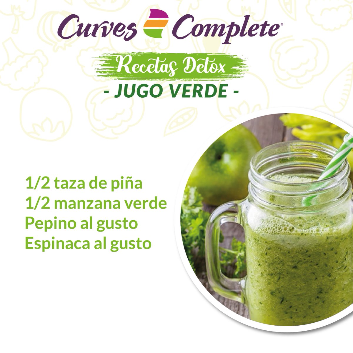 CurvesLA's tweet photo. La combinación de ingredientes de este jugo verde le brinda a nuestro organismo un alto contenido de fibra y sustancias antioxidantes que promueven la pérdida de líquidos retenidos; además de ser rica en fibra.
¿Te animas a probarlo? https://t.co/N2brTLGHdl