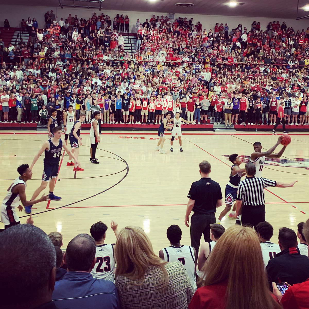 Huge student turnout for <a href="/BrophyHoops/">Brophy Basketball</a> Hoopcoming game last night, and a good win over Perry. <a href="/BrophyNews/">Brophy College Preparatory</a>
