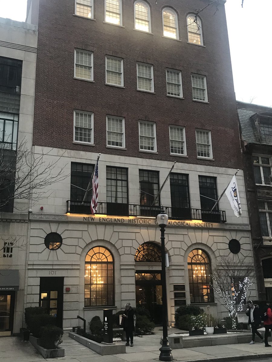 WhitstableCat's tweet image. Really enjoyed giving the all day seminar on tracing 17th Century ancestors for ⁦@AncestorExperts⁩ at the remarkable #genealogy library of the #NEHGS  in Boston. 7 story building and a lecture room with a chandelier. Great day
