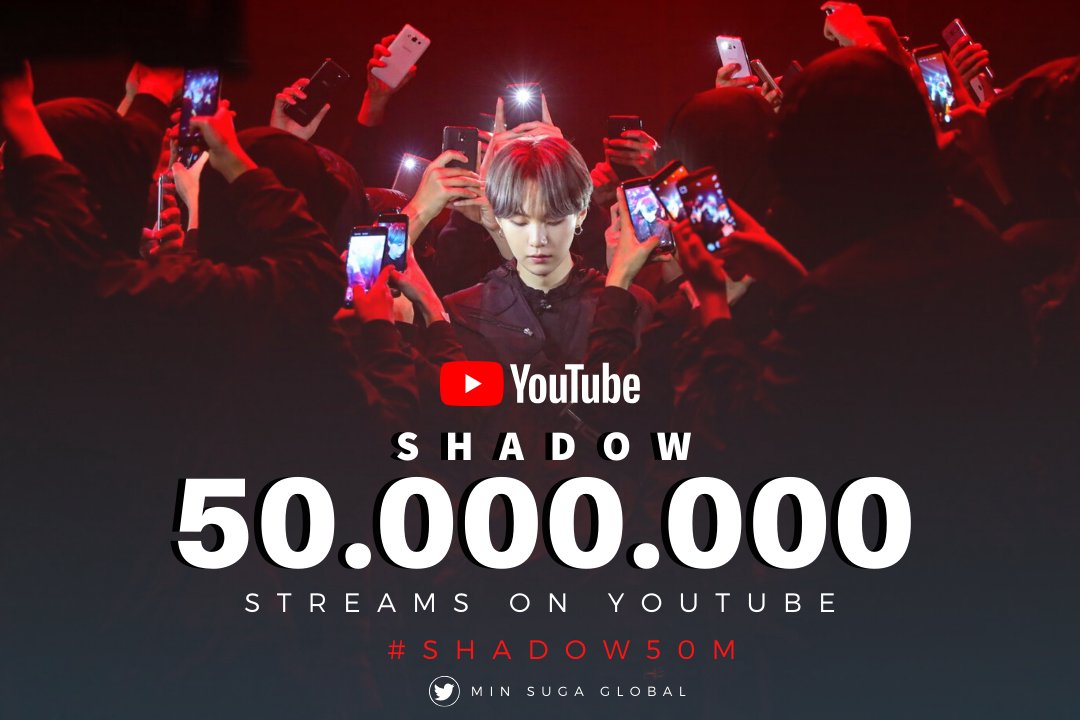 SugaWWArmy's tweet photo. Interlude: Shadow has reached 50M views. It is the fastest @BTS_twt Comeback: Trailer to do so. Let’s celebrate Shadow reaching 50M views by trending #Shadow50M

(https://t.co/JnGVAW18qx) https://t.co/yxuWOv4Qgb
