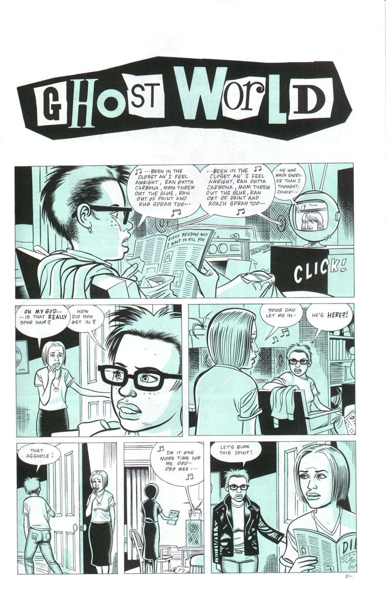Ghost World by Daniel Clowes - One of those books I read quickly in high school and didn't really absorb. All these characters are assholes but they're more like me than I'm comfortable with. That ending is still kind of haunting.