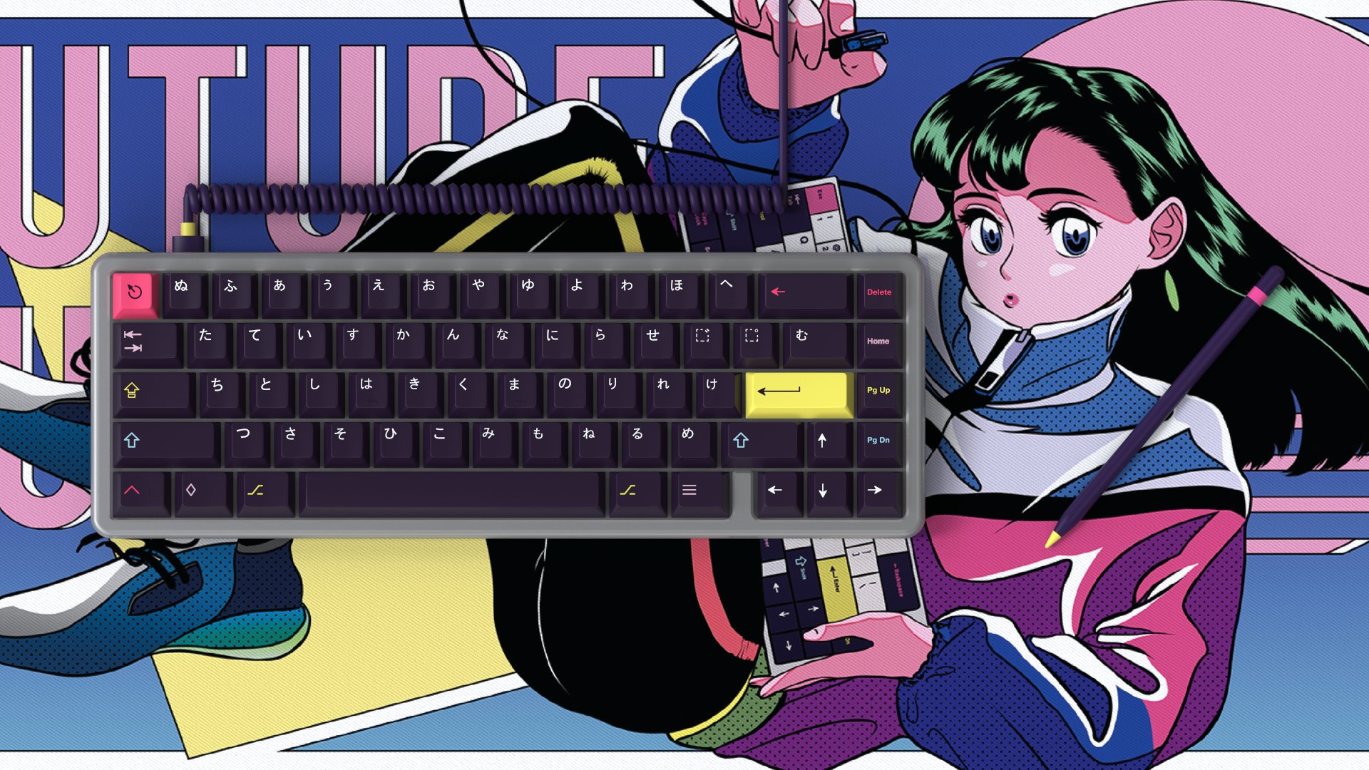 GMK future funk Disco Deskmat 自作キーボード GMK future funk Disco Deskmat 自作キーボード（Laser Funk