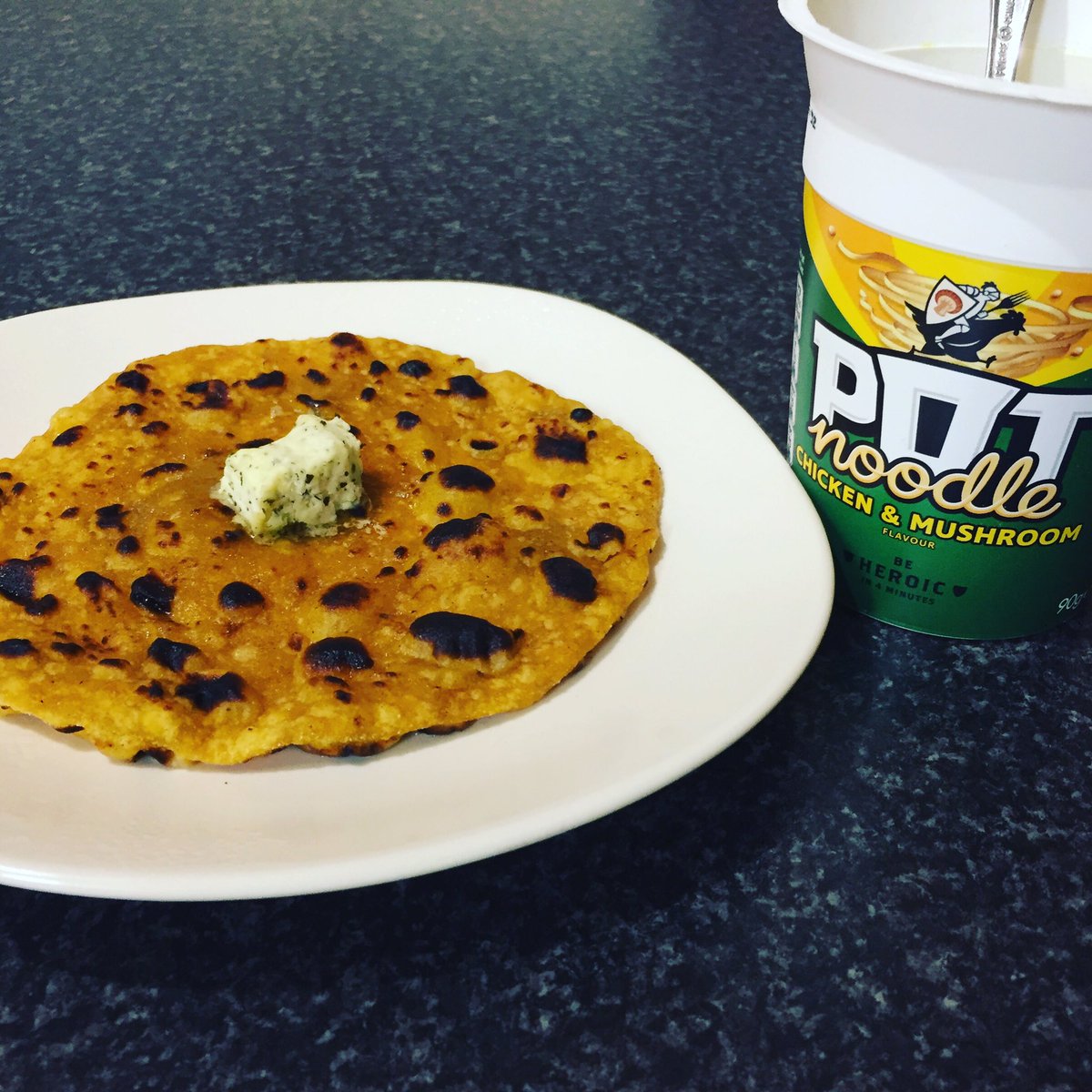 DippsBhamrah's tweet image. Go on ... I Dare You To Judge Me!!!! ✊🏽

#parontha x @PotNoodle = 
#Punjabi  #FoodPorn