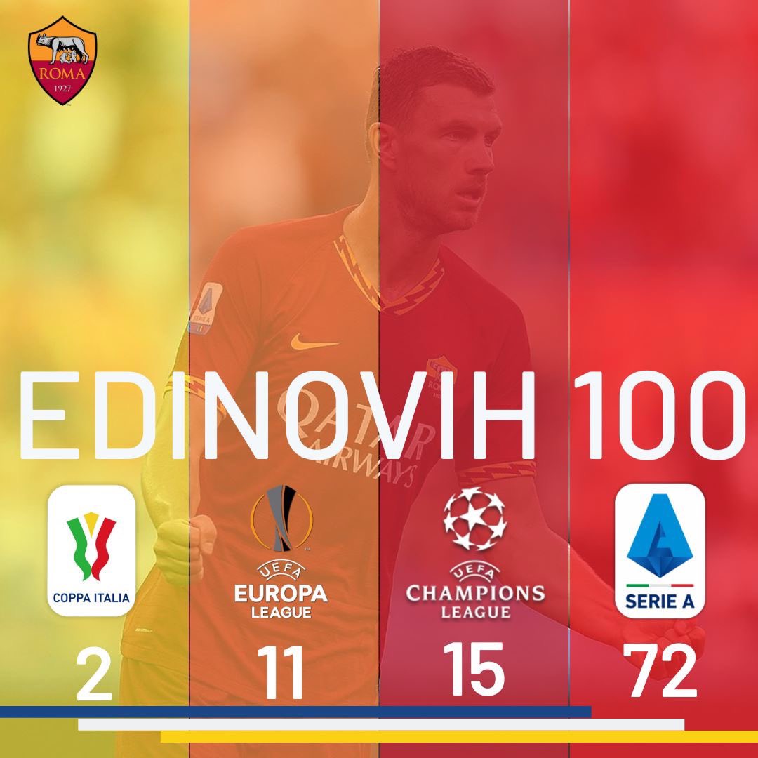 Zmajevi_STATS's tweet photo. Kapiten fudbalske reprezentacije Bosne i Hercegovine Edin Džeko veliki jubilej u dresu AS Roma, 100. gol za rimski klub, ostvario je u gostujućem porazu kod U.S. Sassuolo. #edindzeko #asroma #zmajevistats https://t.co/DYetohUMO1