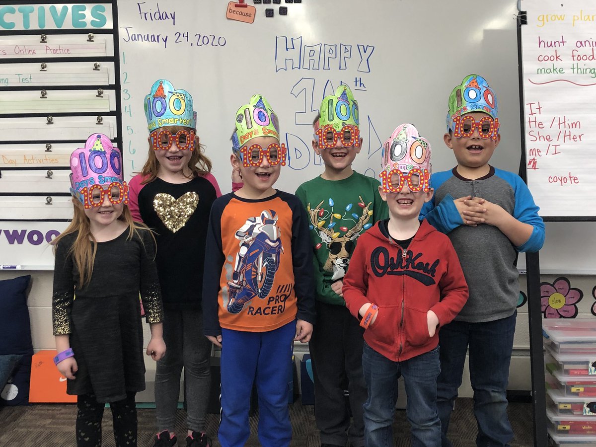 ashirley81's tweet photo. Made 100 days with these crazy kiddos! We had a great time celebrating! #firstgradefun #maywoodtigers @MaywoodSchool https://t.co/uQ0KSVzFlf