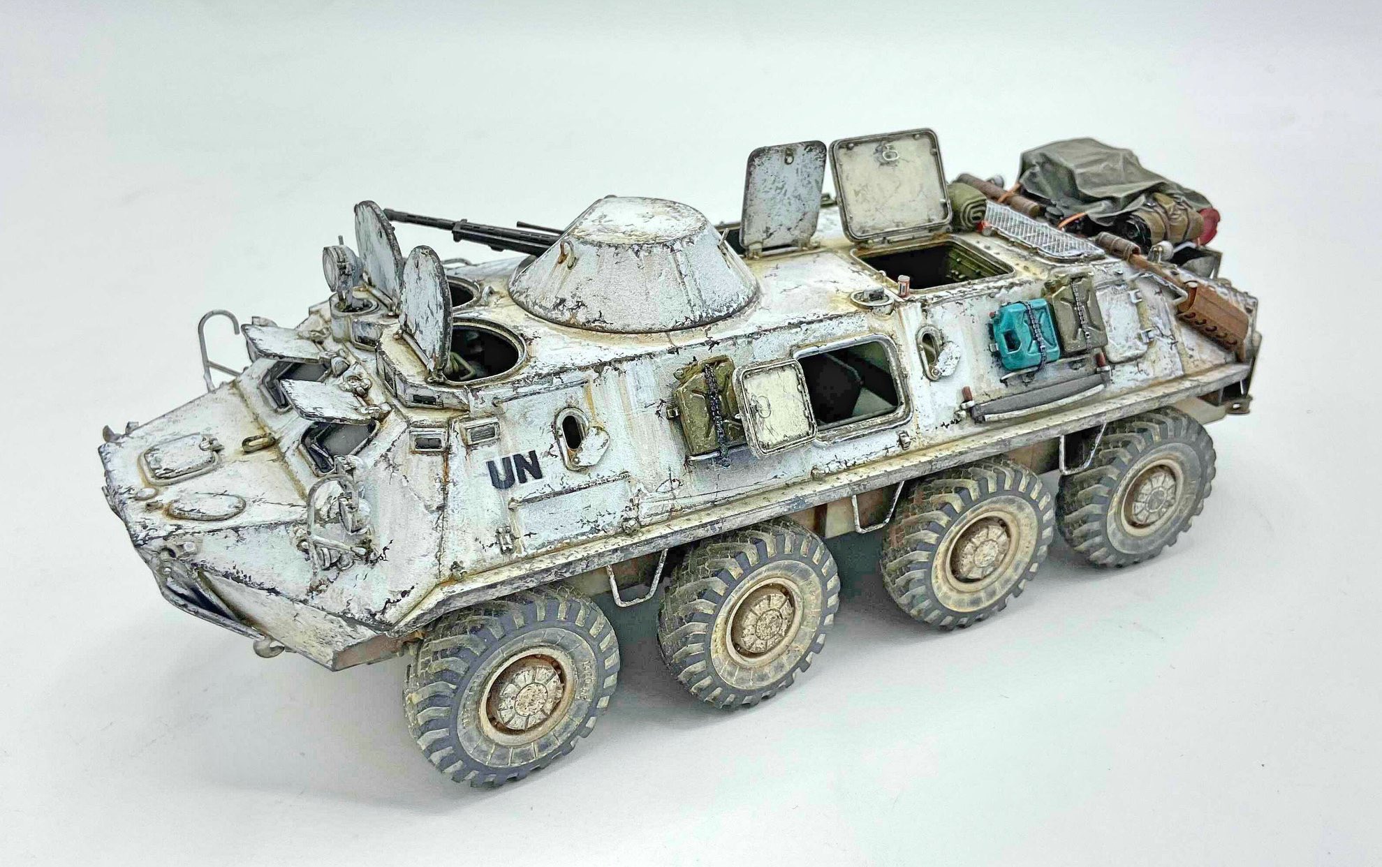 “BTR-60PB in Africa Trumpeter kit #01544 with metal gun and resin wheels” .