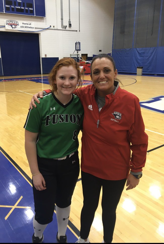 Thanks to <a href="/kunkle18/">Sue Kunkle</a>, your staff and <a href="/USISOFTBALL/">USI SOFTBALL</a>  for providing <a href="/Emma_Ginn04/">Emma Ginn</a> 2023 Catcher and Camryn Harre 2023 Pitcher, an amazing opportunity to strengthen their games today at your clinic.  #IFE