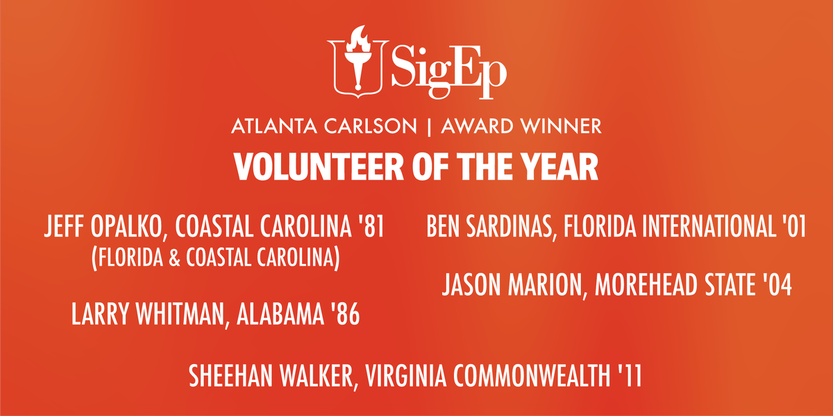 officialsigep's tweet photo. The SigEp experience is made possible because of volunteers. Thank you and congratulations to these volunteers for their time and effort! #SigEpCarlson https://t.co/w0ckV1xCq4