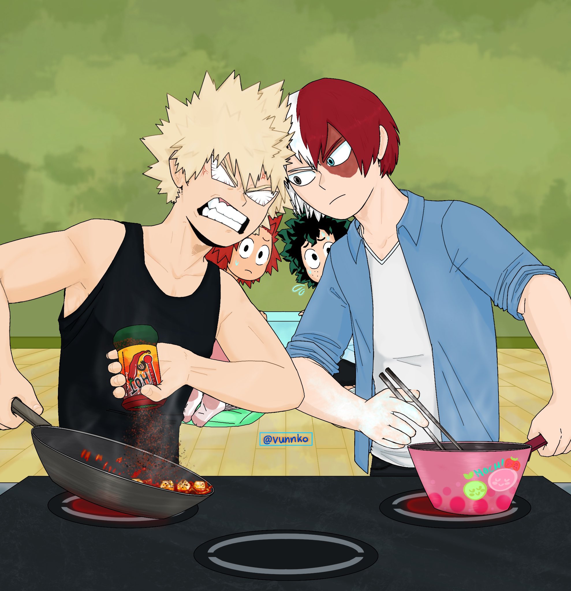 yenni on Twitter: "Idk if u can tell what bakugou is making, so points...
