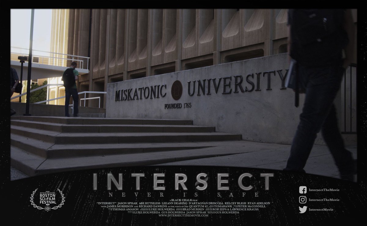 intersectmovie's tweet photo. #MiskatonicUniversity, the setting for the dark #timetravel thriller.ย Legendary school of @HP_Lovecraftโs #Cthulhu mythos; in INTERSECT, MU houses the newly christened School Of Temporal Sciences.ย Time travel & #HPLovecraft โ what could go wrong?ย #IaIaCthulhuFhtagn #NeverIsSafe https://t.co/F83c9509CQ