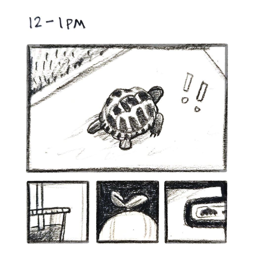#hourlycomicday 12-1PM: grabbed coffee in my new hat, met a friend 