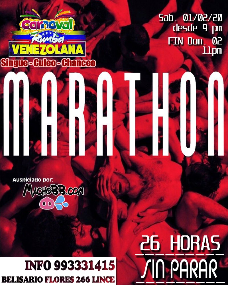 Perumeng's tweet photo. Estamos listos, a solo horas de vivir la MARATHON LA ORGIA MAS GRANDE #26HORASDESEXO

VENEZORGIA VOL2 CARNAVALES

Estas listo para superar tu récord sexual?
Nos fascina que rompas tu propio récord sexual, podrás medir tu aguante y resistencia!
🍆🍑🥑🐷🔥💦😈 https://t.co/BvCEA4ay3h