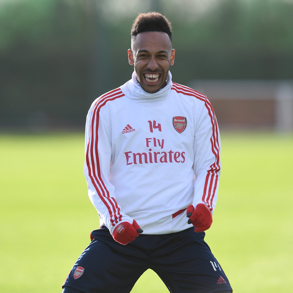 Arsenal's tweet photo. 😏 When you realise it's almost matchday again...

It's good to have you back, @Aubameyang7 👊

#BURARS https://t.co/qszsYm3wrO