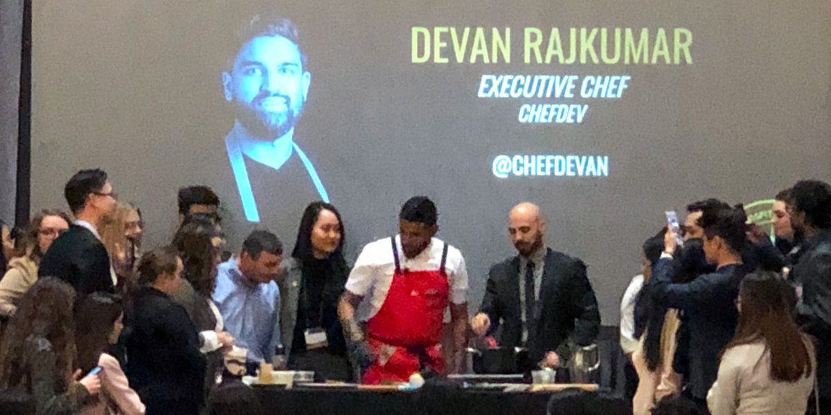 DrJKellershohn's tweet photo. @ChefDevan asked if anyone wanted to come on stage to be closer to his demo.
Not sure he expected this crowd.
We love food @HTMRyerson and we love learning from people who are passionate about what they do.
@RyersonHTSS #rhtc2020 https://t.co/msywjFc36m