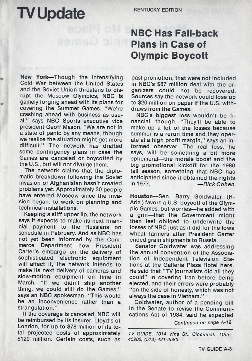 Calls to Boycott the Olympics where being thrown around and even NBC had their coverage insured by Lloyd's of London as a financial backup.Lisberger Studios had a lot riding on these specials but they were about to hit a dead end and the Summer Games never got broadcast.