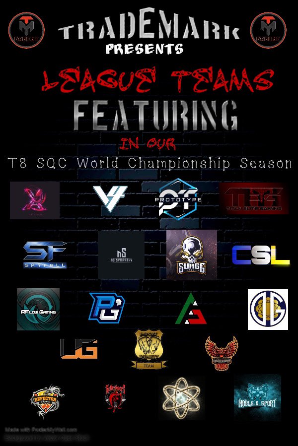 TMgamingleague's tweet photo. TMGs world championship T8 season for Xbox is starting on Monday! Check out the 19 teams registered to play! Stay tuned for match of the week and to follow the teams. Join our discord for more info! https://t.co/ej7IZhdPkr https://t.co/Xic4jpqYev