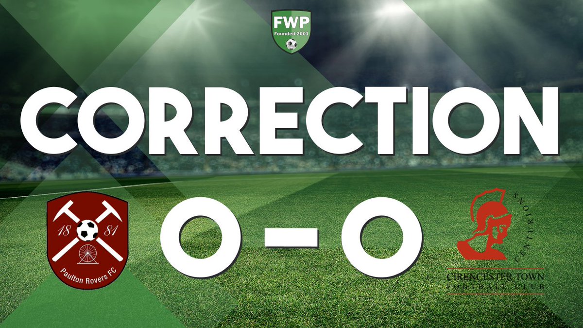 FWPCirencesterT's tweet photo. CORRECTION: @FWPPaultonRvrs 0-0 @FWPCirencesterT https://t.co/lHasOHswON https://t.co/etZ91dvoZ8